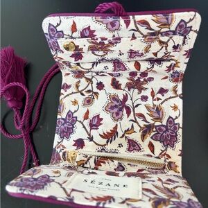Sezane Floral Purple Cotton jewelry Pouch